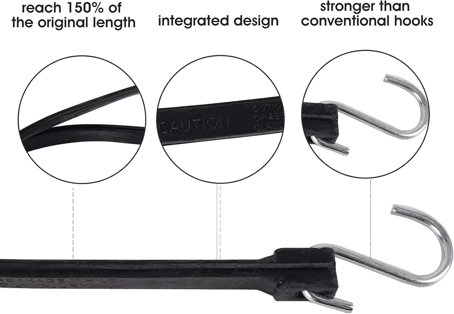 XSTRAP STANDARD 21" 100% EPDM Natural Rubber Tarp Straps, Black Long Bungee Cords with Metal S Hooks Tie Down Straps for Outdoor, Tarp Covers, Canvas Canopies, Motorcycle, and Cargo - 20 Pack