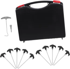 YARNOW 1 Set Durable Carbon Steel Screw Tent Pegs Portable Ground Stakes for Secure Anchoring Lightweight Outdoor Camping Accessories for Tents and Tarps with Carry Case