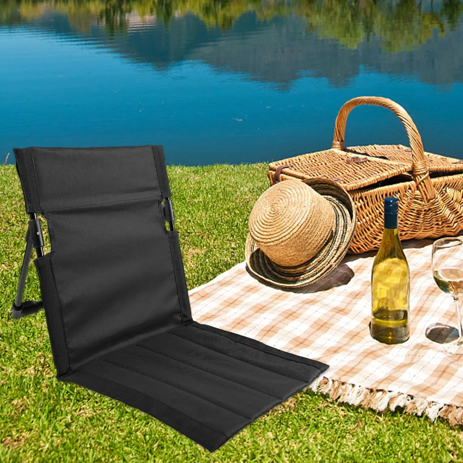 Yeory Beach Lounge Chair Folding Beach Chair Breathable Stable Portable Beach Chair with Sponge Filling & Mesh Pocket Lightweight Soft Sturdy Folding Floor Chair for Fishing, Barbecues, Hiking, (