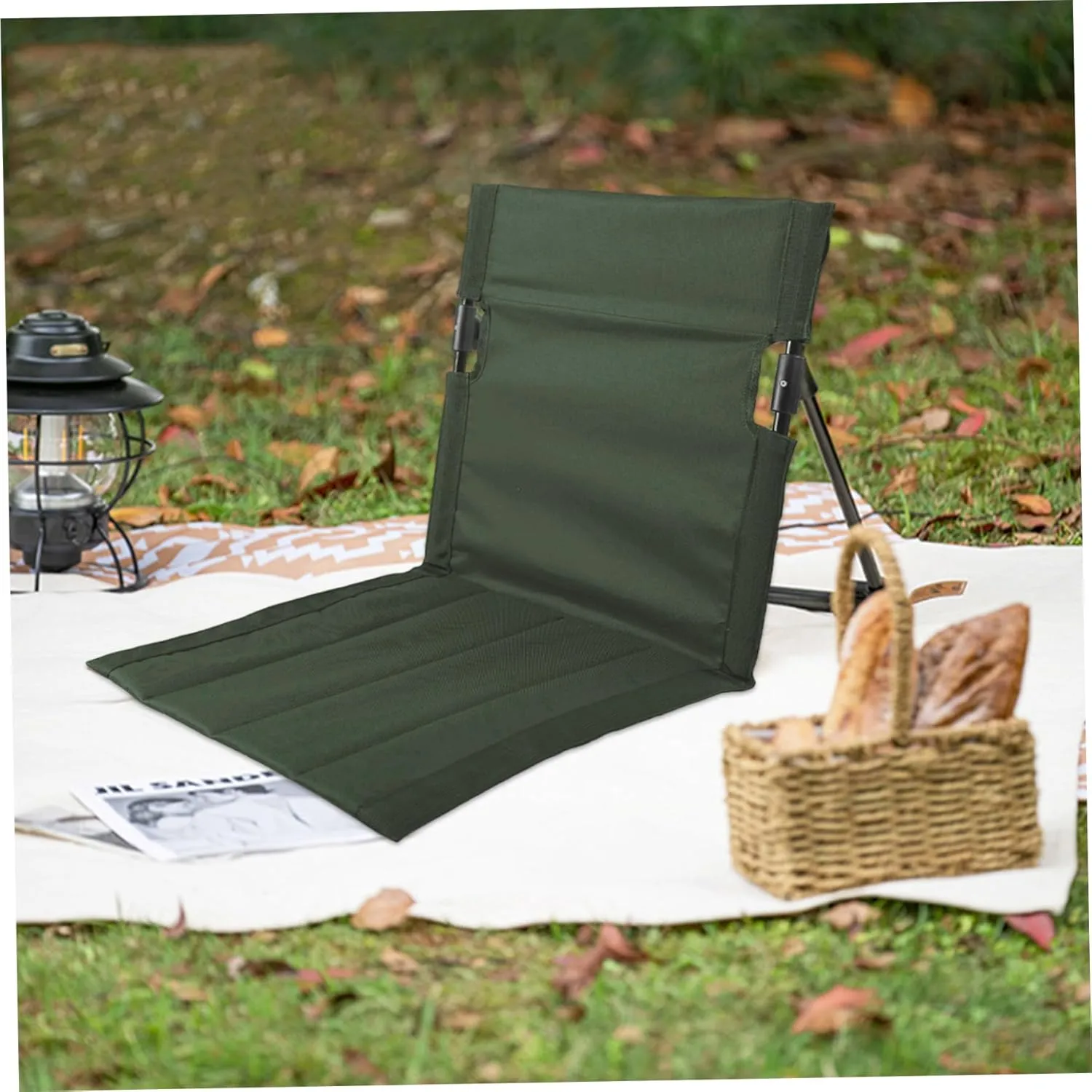Yeory Folding Beach Chair - Breathable, Stable, Portable with Sponge Filling & Mesh Pocket - Lightweight, Soft, Sturdy - Olive Green