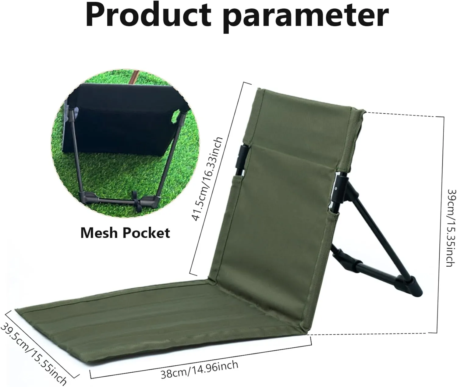 Yeory Folding Beach Chair - Breathable, Stable, Portable with Sponge Filling & Mesh Pocket - Lightweight, Soft, Sturdy - Olive Green