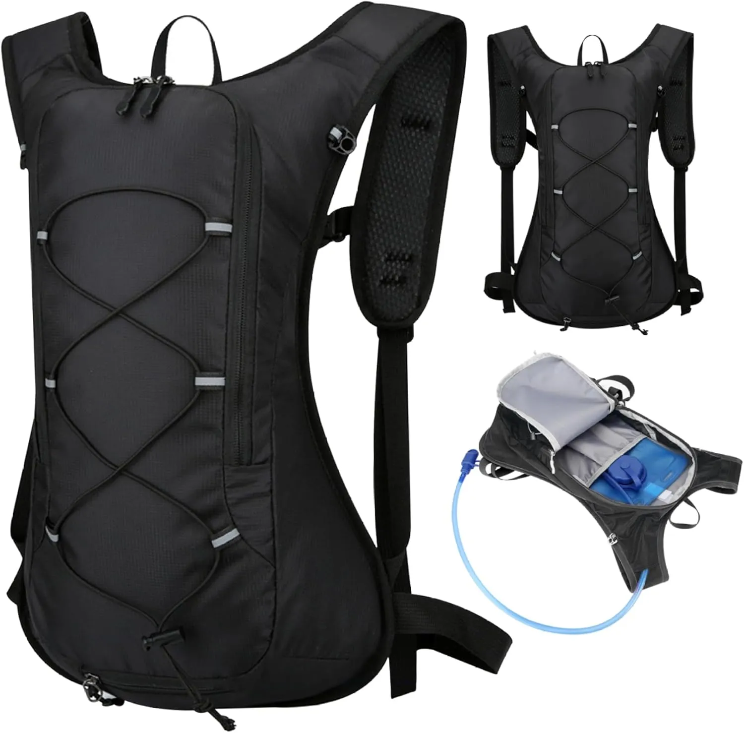 Yeory Running Hydration Vest, Waterproof Breathable Running Vest, 16.1x11.4x3.9 Running Water Vest with Reflective Strip, Zipper Running Backpack for Hiking Cycling Race, Running Vest