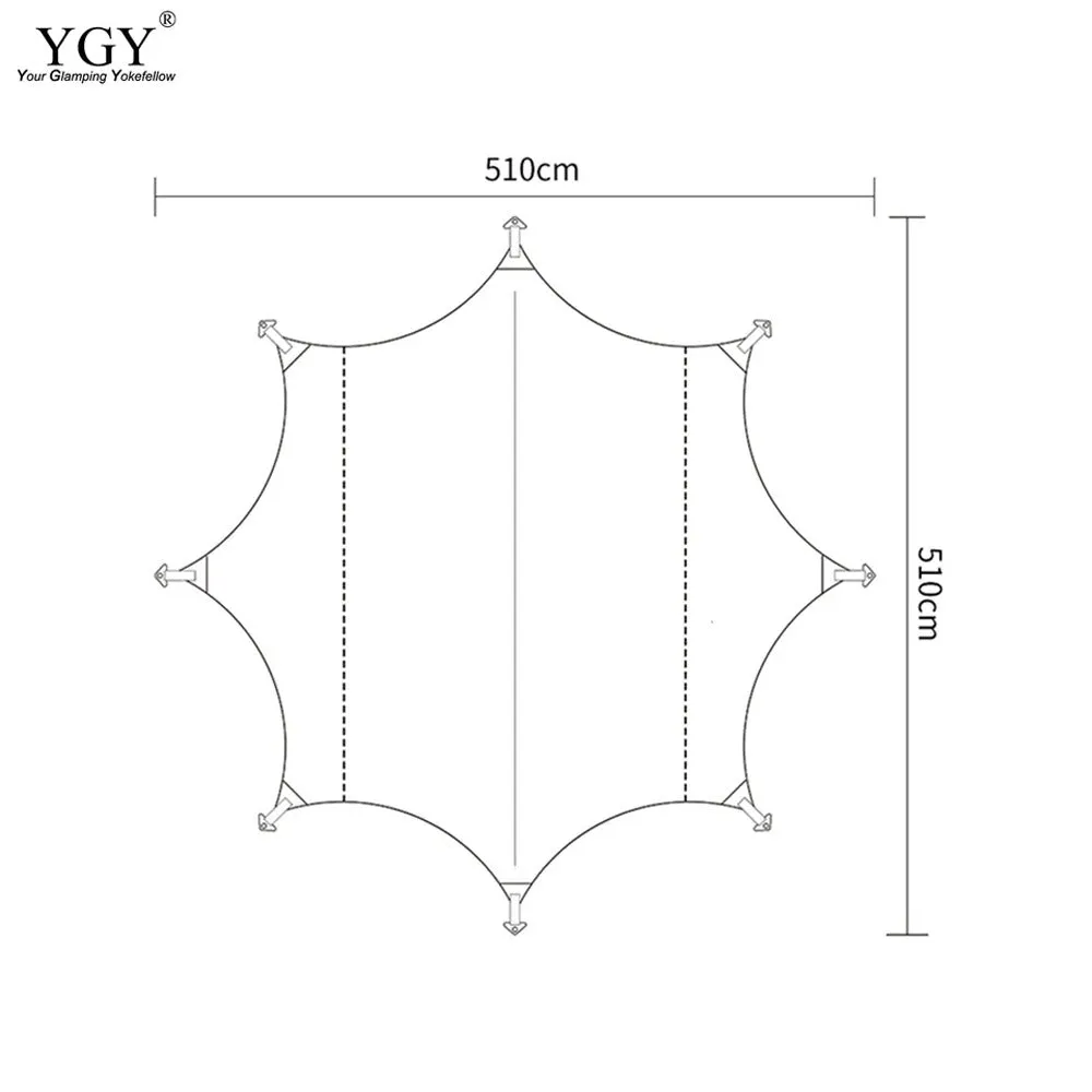 YGY 超軽量キャンプタープ オクタタープ 210Dブラック断熱オックスフォード生地 5000mm W/R UPF80   8-10人用 510-510cm