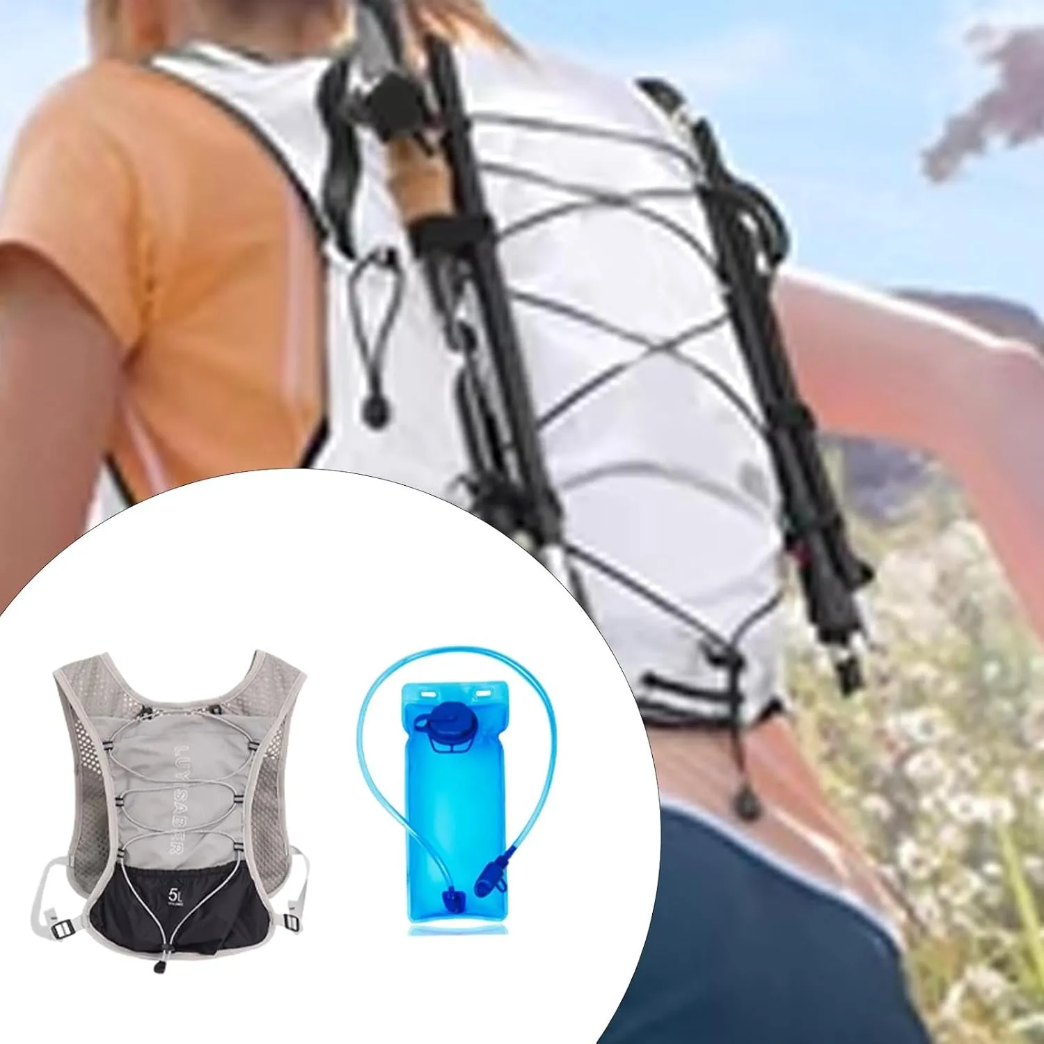 YIJU Hydration Backpack Hydro Water Daypack with 2L Hydration Bladder for Adults Vest Hydration Pack for Climbing Cycling Camping