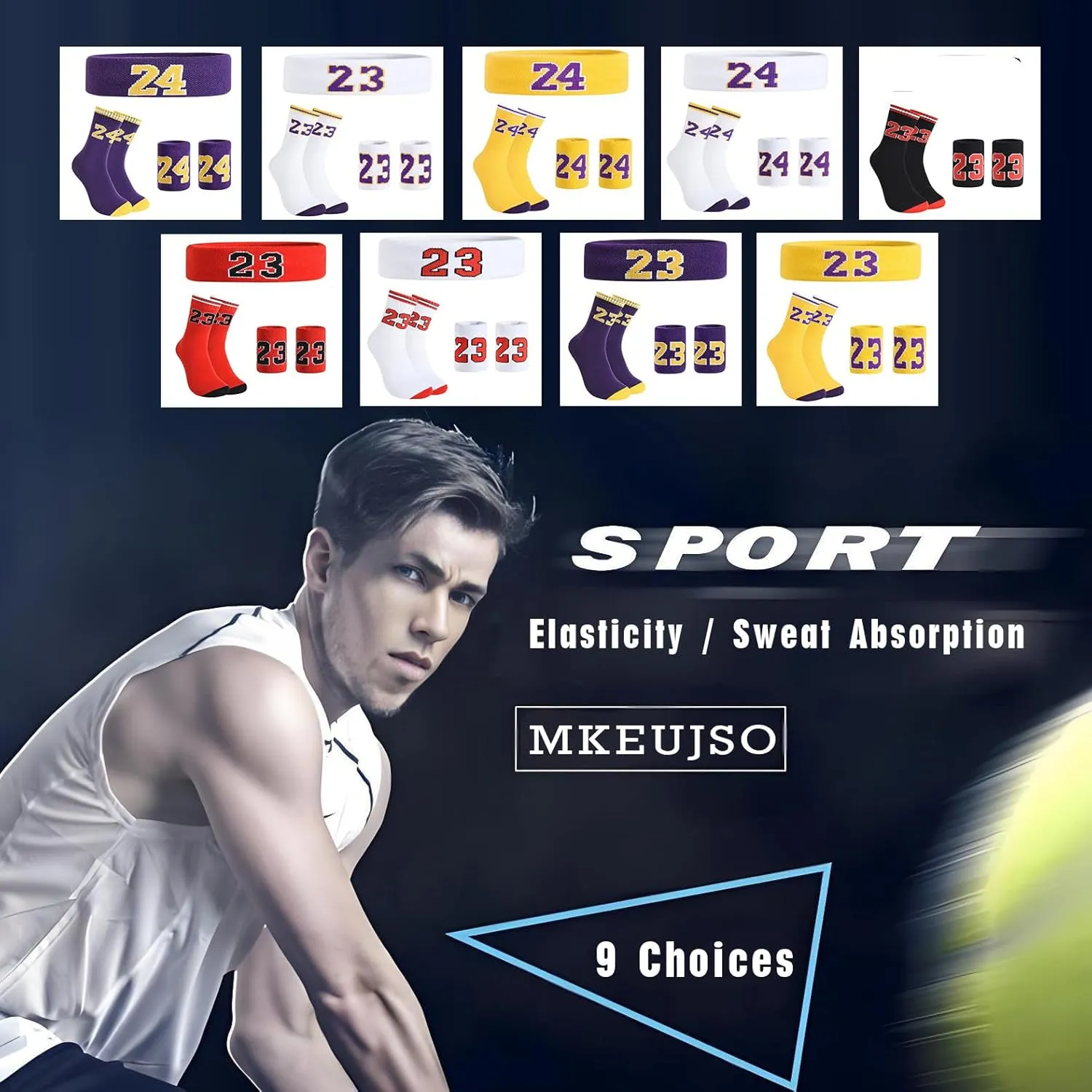 Youth Basketball Socks Boys Girls,Sports Socks for Kids Athletic Sock & Wristband & Headband Age 6-14