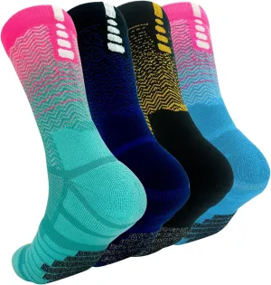 YQHMT Athletic Crew Socks Performance Thick Cushioned Sport Basketball Running Training Compression Socks for Men & Women