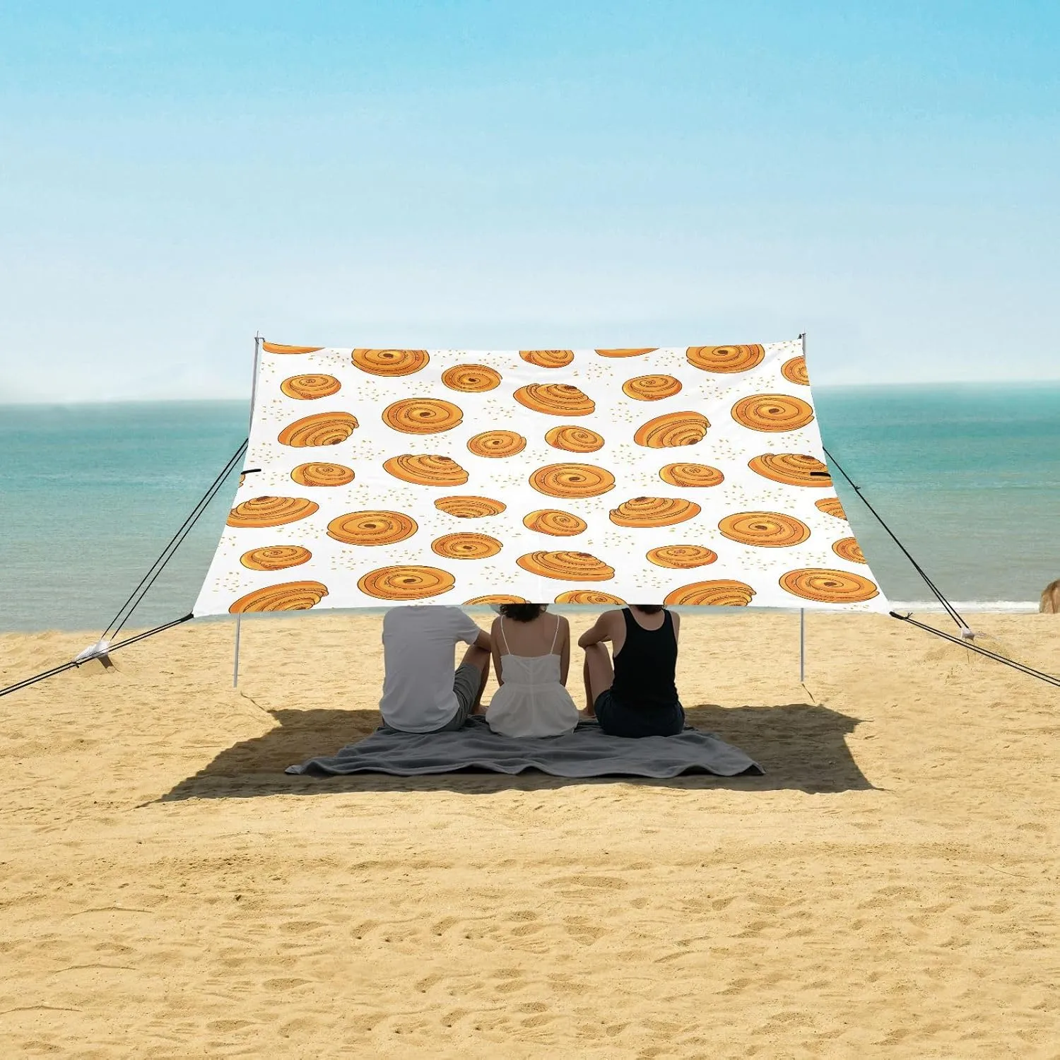 Yummy Cinnamon Bun Beach Camping Tent Sun Shelter for Whole Family, Beach Shade Canopy with UPF50  UV Protection,Easy Set Up and Carry,Outdoor Shade for Trips, Fishing, Backyard Fun Picnics