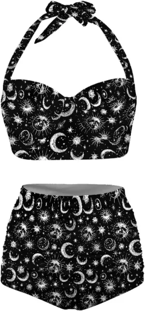 Yuuxorilu Women Two Piece High Waist Bikini Set Halter Ruched High Waist Bikini with Bottom