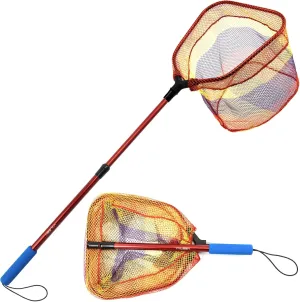 YVLEEN Kids Fishing Net for Lakes - Minnow Nets for Kids - Aluminum Collapsible Telescopic Fishing Pole Handle and Nylon Mesh Small Fishing net - Butterfly Nets for Kids Outdoor Playing