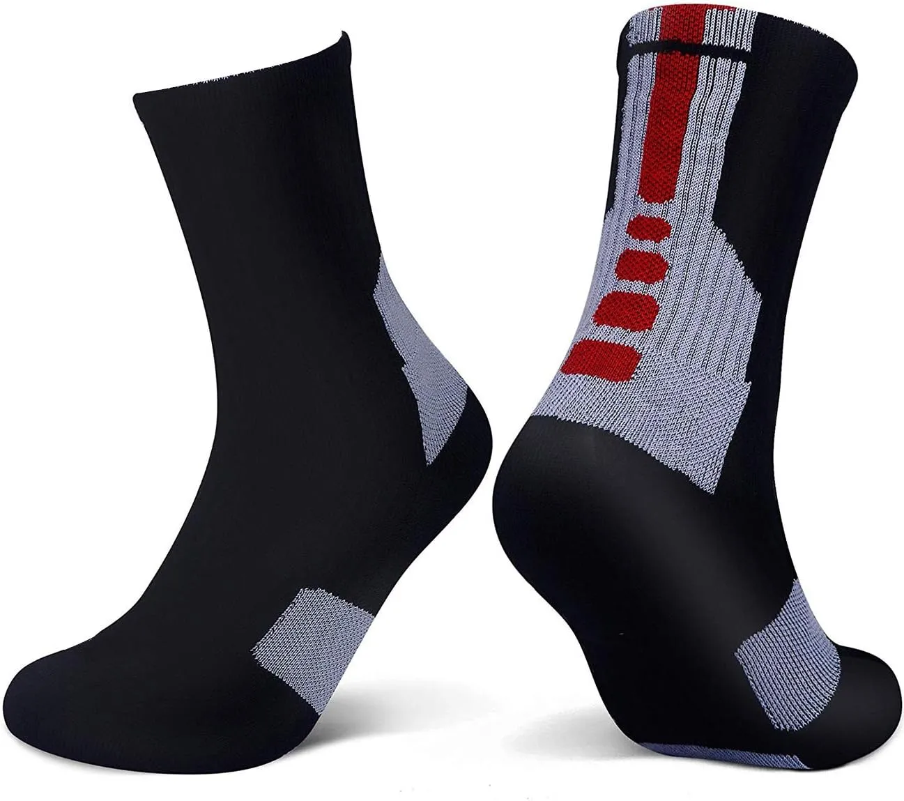 YWSLRC 5 Pairs Mens Athletic Crew Socks Elite Basketball Sport Cushioned Long Compression Sock,6.5-11.5