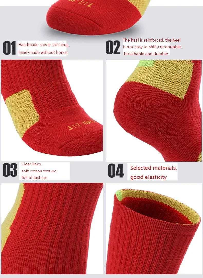 YWSLRC 5 Pairs Mens Athletic Crew Socks Elite Basketball Sport Cushioned Long Compression Sock,6.5-11.5