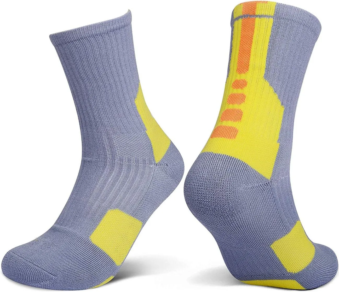 YWSLRC 5 Pairs Mens Athletic Crew Socks Elite Basketball Sport Cushioned Long Compression Sock,6.5-11.5