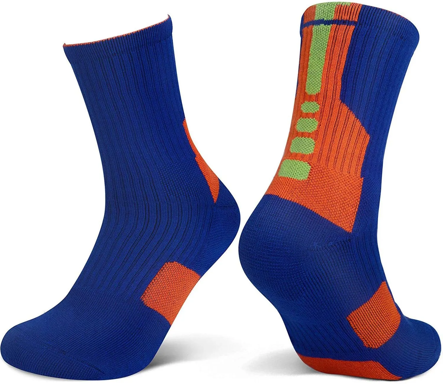 YWSLRC 5 Pairs Mens Athletic Crew Socks Elite Basketball Sport Cushioned Long Compression Sock,6.5-11.5