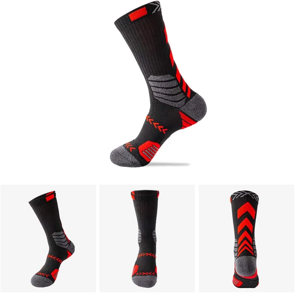 YWSLRC 5 Pairs Men's Athletic Crew Socks Performance Thick Cushioned Sport Basketball Running Training Compression Sock