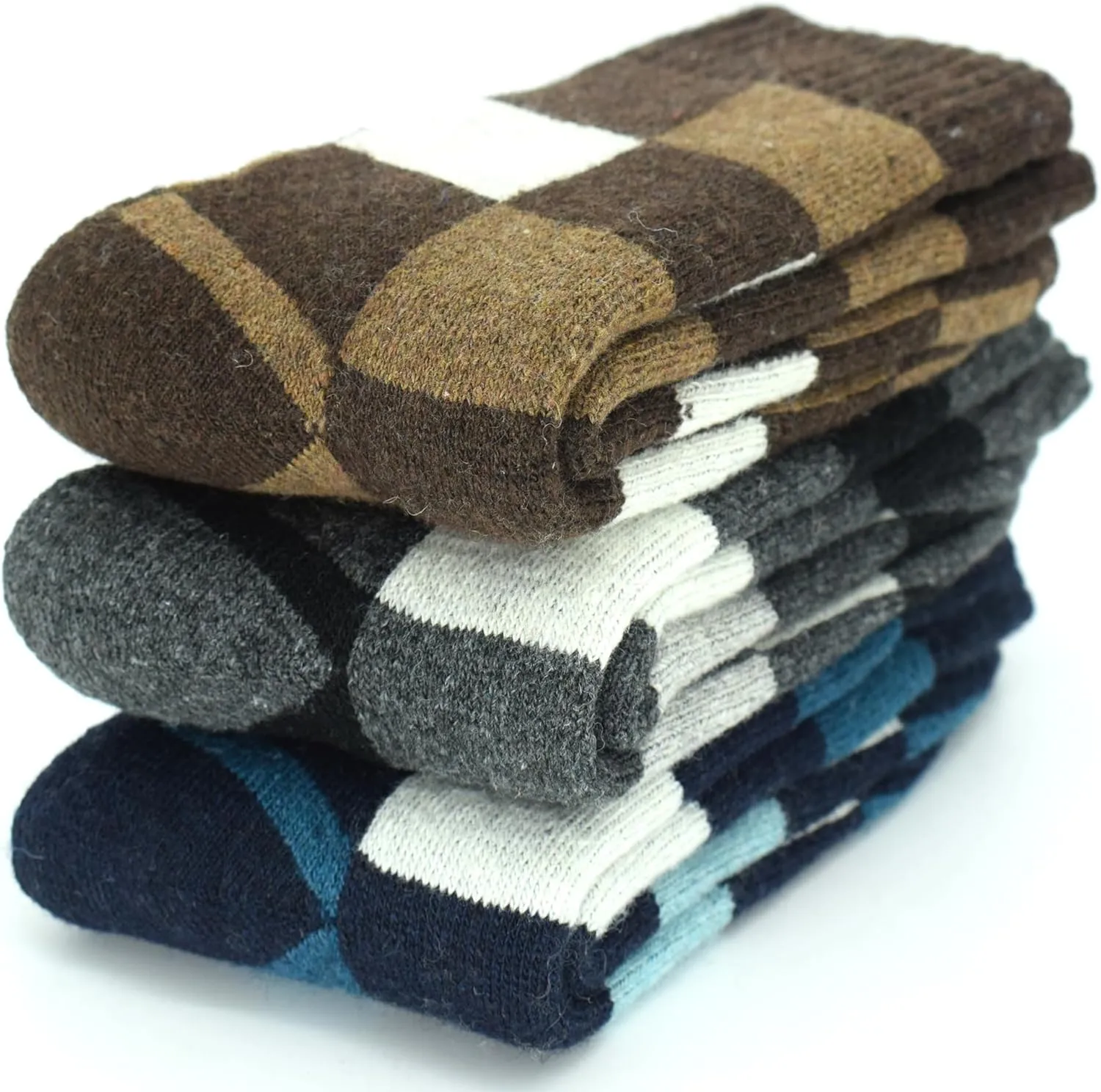 YWSLRC Mens Super Thick Wool Socks Thermal Hiking Winter Warm Soft Comfort Boot Casual Crew Socks,7-12