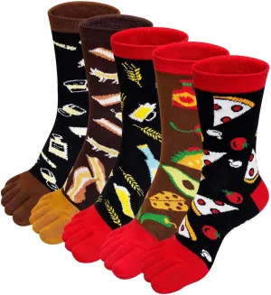 ZAKASA Men’s Toe Socks Cotton Five Finger Crew Socks Athletic Running Socks 5 Pairs