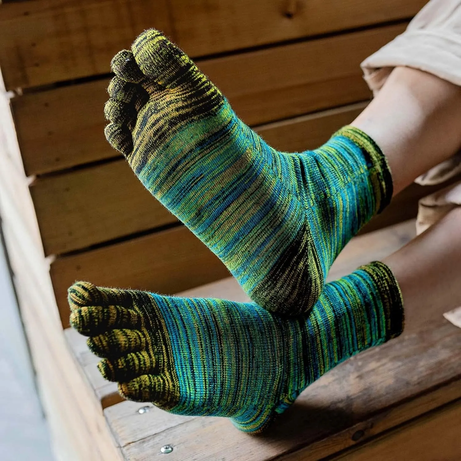 ZAKASA Men’s Toe Socks Cotton Five Finger Crew Socks Athletic Running Socks 5 Pairs