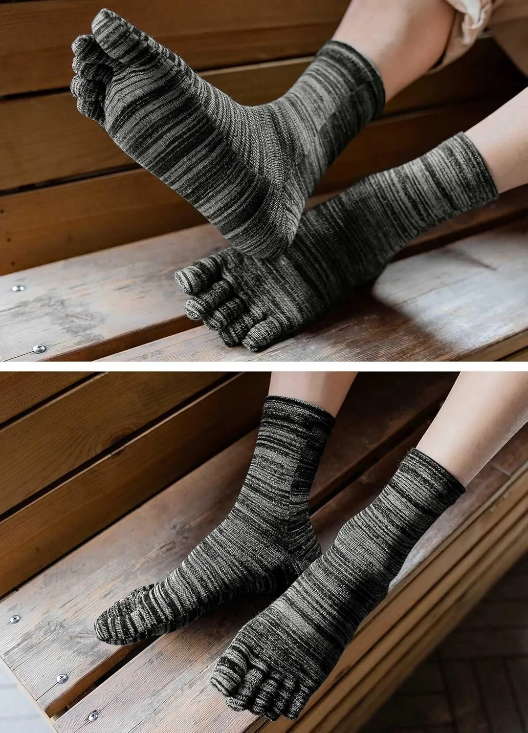 ZAKASA Men’s Toe Socks Cotton Five Finger Crew Socks Athletic Running Socks 5 Pairs