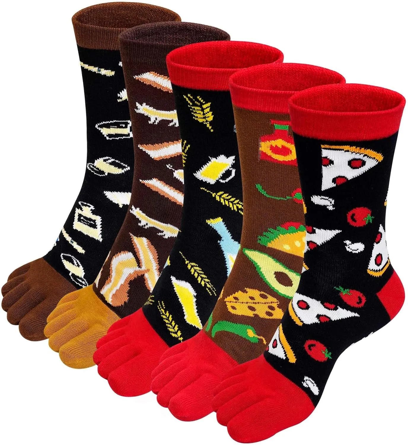 ZAKASA Men’s Toe Socks Cotton Five Finger Crew Socks Athletic Running Socks 5 Pairs