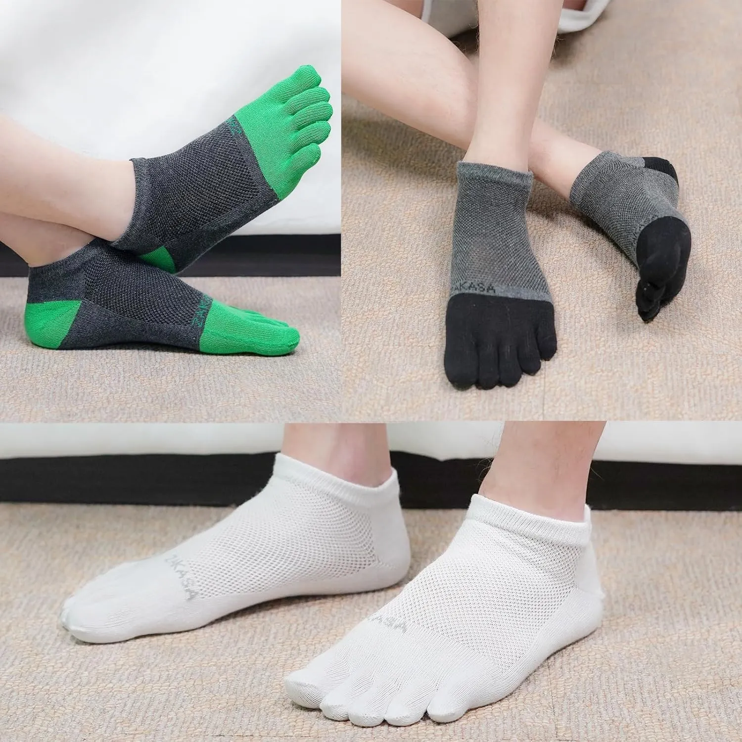 ZAKASA Toe Socks for Men Ankle: No Show Low Cut Toe Socks Individual Five Finger Cotton for Athletic Running 5 Pairs