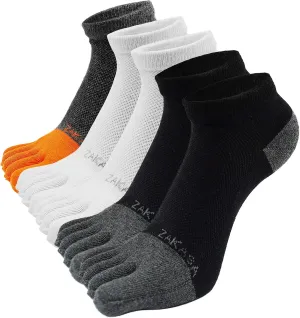 ZAKASA Toe Socks for Men Ankle: No Show Low Cut Toe Socks Individual Five Finger Cotton for Athletic Running 5 Pairs