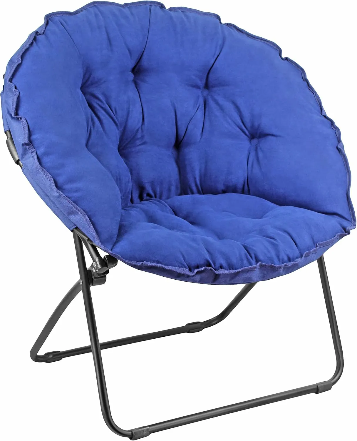 Zenithen Portable Round Foldable Padded Dish/Saucer Chair, Perfect for Gaming, Reading, Bedrooms, Dorm Rooms, Lounging or Living Rooms, 32", Blue (Pack of 1)