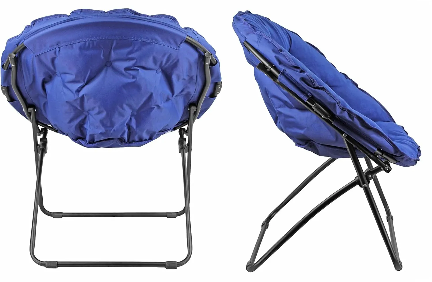 Zenithen Portable Round Foldable Padded Dish/Saucer Chair, Perfect for Gaming, Reading, Bedrooms, Dorm Rooms, Lounging or Living Rooms, 32", Blue (Pack of 1)