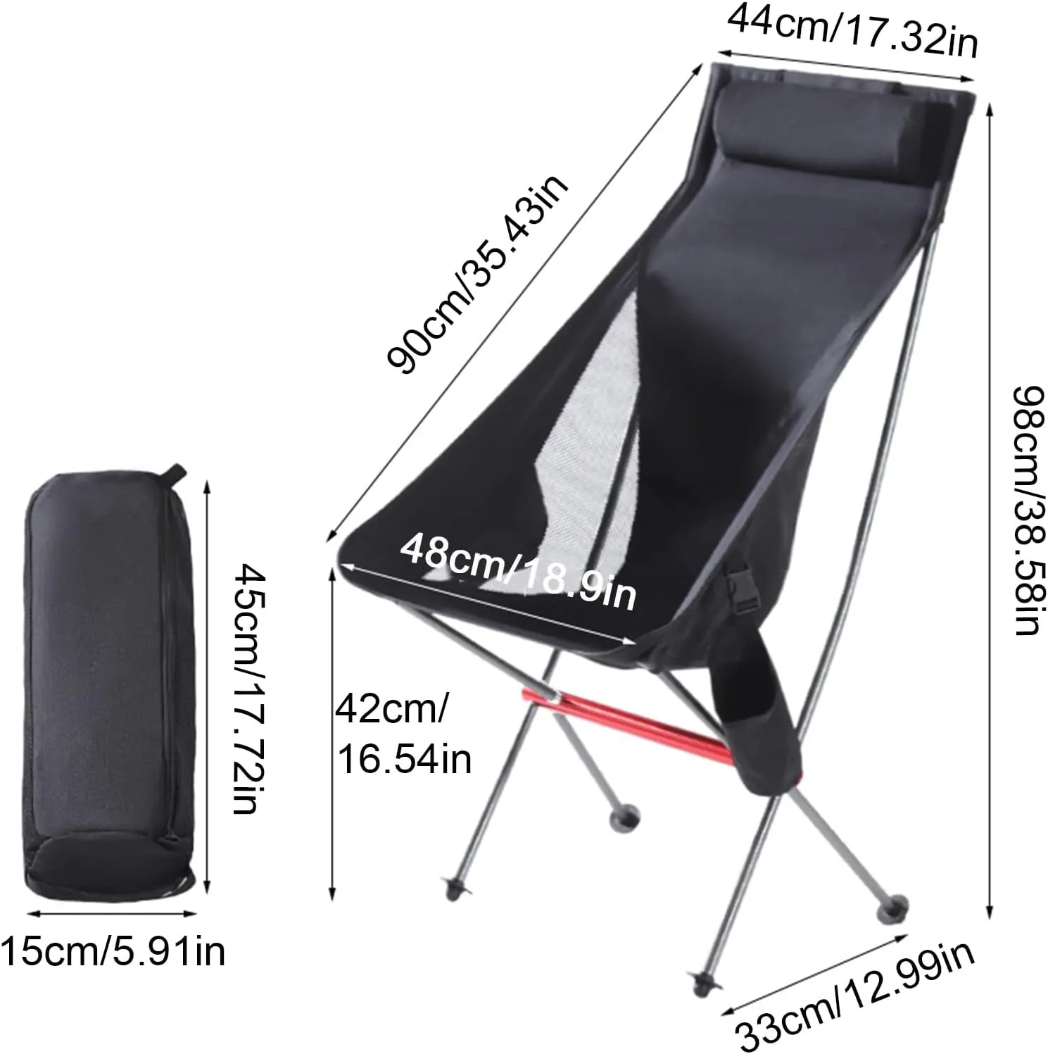 ZTGL D, Portable Beach Chair, Lightweight Collapsible Camping Chairs for Adults, Comfortable High Back Chairs, Ultralight Hiking Chair, Sunbathing Lounge Chairs
